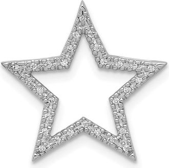 Diamond2Deal 14k White Gold 1/10 carat Diamond Star Chain Slide