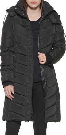 Kenneth Cole Heavyweight Fleece Lined Hood Quilted Puffer Jacket in Black at Nordstrom Rack, Size X-Small