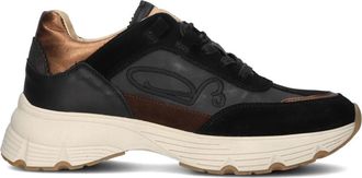 Fred De La Bretoniere Zwarte Leren Sneakers Mariola Sign - Dames - Sneakers - Zwart - 38 EU - Leer - Schoenen
