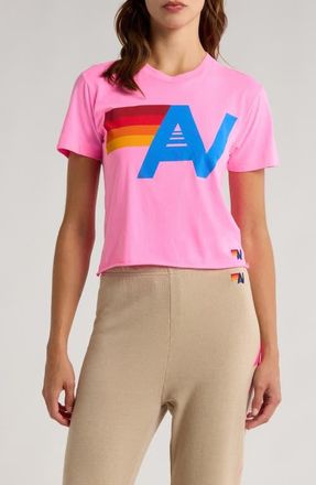Aviator Nation Logo Boyfriend Tee in Neon Pink at Nordstrom, Size X-Small