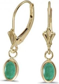 Allurez Oval Emerald Lever-back Drop Earrings in 14K Yellow Gold (0.90ct)