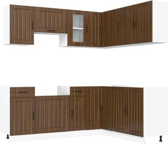 vidaXL Mueble Cocina Kalmar Roble Marr&oacute;n 11 Pzas Madera Contrachapada Vidaxl