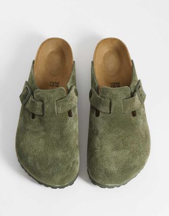 Birkenstock Boston - Zoccoli unisex in camoscio color timo-Verde