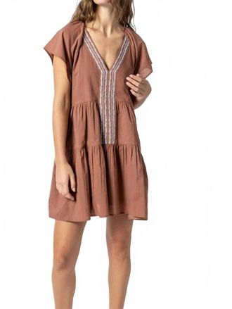 Lilla P Flutter Sleeve Tiered Dress In Burnt Sienna
