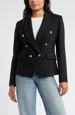 Caslon Double Breasted Twill Blazer in Black at Nordstrom Rack, Size X-Large