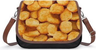 Generic Chicken Nuggets Crossbody Bag Womens Handbag PU Message Bags Shoulder Purse with Adjustable Strap