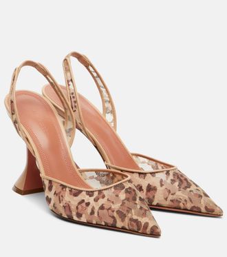 Amina Muaddi Holli 95 leopard-print slingback pumps