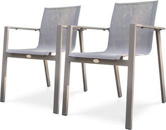 DCB Garden Dcb Garden - Zahara - Lote De 2 Sillones De Jard&iacute;n De Aluminio Y Lona De Pl&aacute;stico