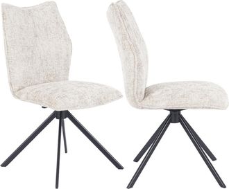 Home Heavenly Pack de 2 sillas giratorias en tela beige patas negras 93 x 63 x 48 cm