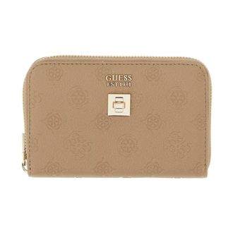 Guess Ella Logo SLG Med Zip Around - Dames - Portefeuilles - Beige - ONE Size - Leer - Accessoires