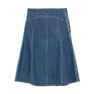 Polo Ralph Lauren Denim Midi A-Line Rok - Dames - Rokken - Blauw - Maat: 2XL Denim