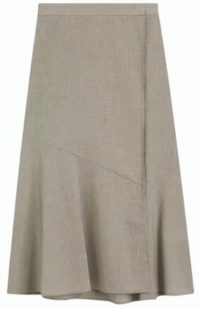 BOSS Beige Vuleran Virgin Wool Midi Skirt