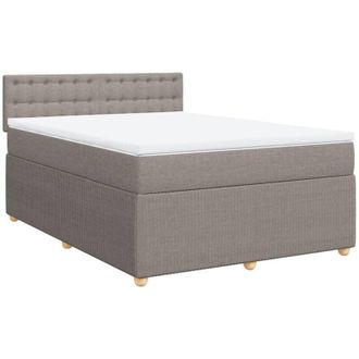 vidaXL Vidaxl - Cama Box Spring Con Colch&oacute;n Tela Gris Taupe 140x190 Cm