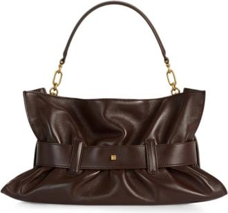 Balmain Anthem Medium Shoulder Bag - Dames - Schoudertassen - Bruin - ONE Size - Leer - Tassen