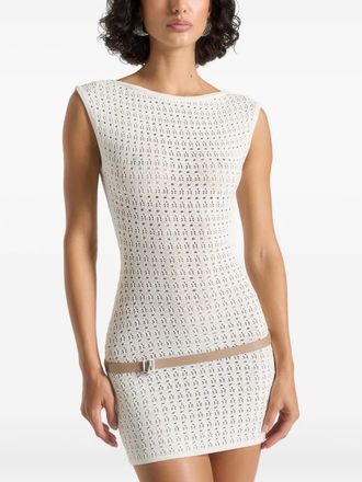 Mani&egrave;re De Voir Keyla pointelle backless mini dress - White