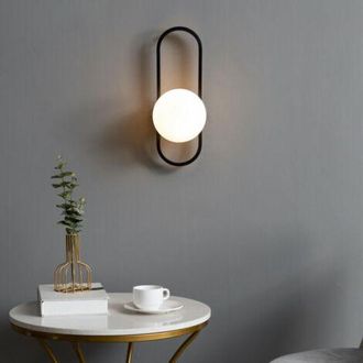 OEM Apliques De Pared De Cristal Para Interiores, L&aacute;mparas De Pared Esf&eacute;ricas Modernas, Base De Hierro, Casquillo E27, Aplique De Pared Sencillo, L&aacute;mpara 