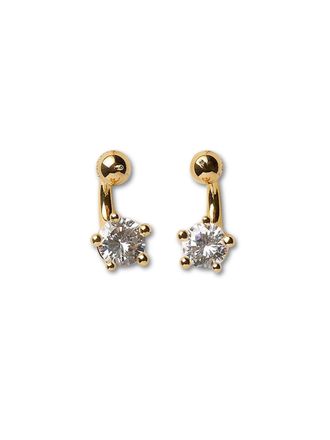 Panconesi Curved 18K Gold Plated Brass Zircon Earrings