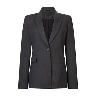 Liu Jo Jassen, Dames, Grijs, S, Leer, Blazer met Broche Detail