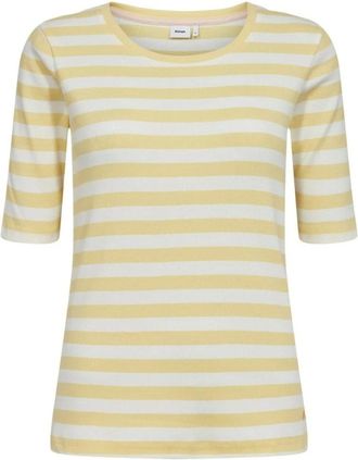 N&uuml;mph Gestreepte T-shirt - Dames - Tops - Beige - Maat: L