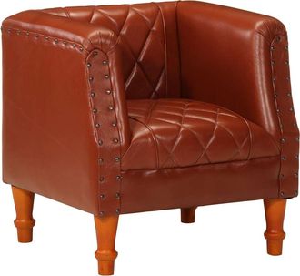 vidaXL Sill&oacute;n De Cuero De Cabra Aut&eacute;ntico Marr&oacute;n Vidaxl