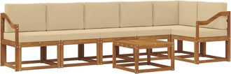 vidaXL Conjunto De Sof&aacute;s De Exterior 7 Uds. Natural Y Beige Vidaxl