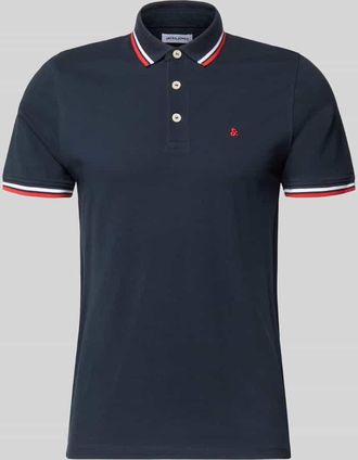 Jack & Jones Jack & Jones Slim Fit Poloshirt mit Viskose-Anteil Modell Paulos in Marine, Gr&ouml;&szlig;e XXL