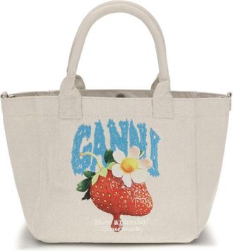 Ganni Off White Logo Large Tote