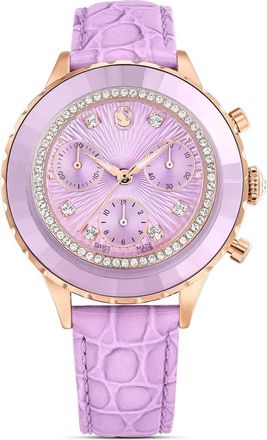 Swarovski Octea Chrono Horloge - Dames - Horloges - Paars - ONE Size - Leer - Accessoires