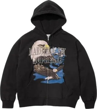 SUPREME x MM6 Maison Margiela Eagle Zip Up Hooded Sweatshirt Black SUP-SS26-101-BLK