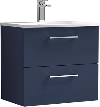 Nuie Nuie - Arno Wall Hung 2-Drawer Vanity Unit with Basin-4 600mm Wide - Midnight Blue
