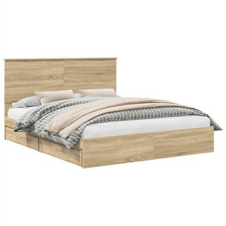 vidaXL Cama Con Almacenamiento Con Cabecera Roble Sonoma 160 X 200 Cm Vidaxl
