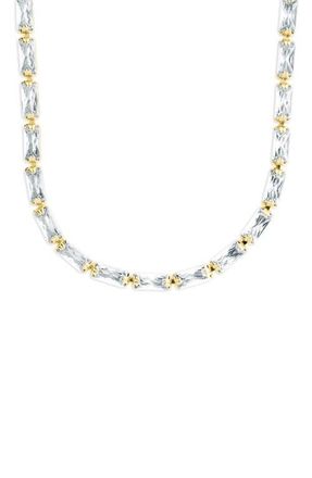Sterling Forever Modernist Baguette Tennis Necklace in Gold at Nordstrom