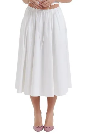 House of CB Cora Gathered Lace-Up Skirt in White at Nordstrom, Size X-Large