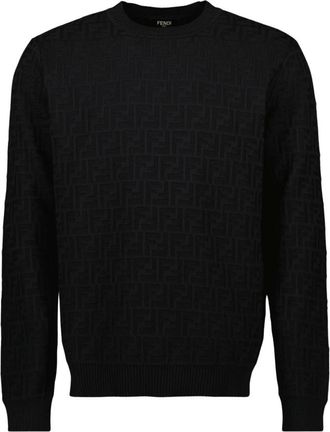 Fendi Zwarte FF Trui - Heren - Ronde hals truien - Zwart - M - Truien & Vesten