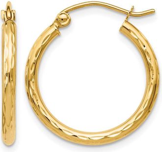 Diamond2Deal 14K Yellow Gold Diamond-cut Hinged Hoop Earrings