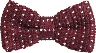 Alizeal Mens Polka Dot Knitted Bow Tie Vintage Casual Handmade Bow Ties, Maroon+White