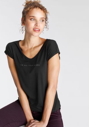 FAYN SPORTS Funktionsshirt FAYN SPORTS Cuffed Tee, Damen, Gr. 32/34, schwarz, Jersey, Obermaterial: 87% Polyester, 13% Elasthan, figurbetont, Shirts Funktionsshir