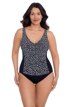 Trimshaper New Jean V-Neckline One-Piece Control Swimsuit in Funfetti at Nordstrom, Size 14