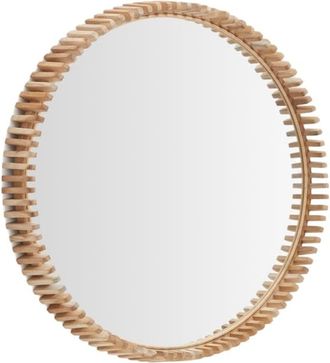 K Home Design Wandspiegel Polko mit Rahmen aus massivem Teakholz, &oslash; 80 cm