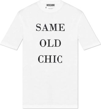 Moschino T-shirt met geborduurde teksten - Heren - T-shirts - Wit - L - Tops