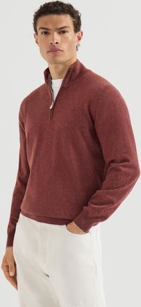 Brunello Cucinelli Cashmere sweater with half zip in Burgundy at Nordstrom, Size 54