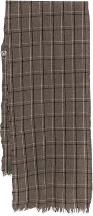 Pr&iuml;vate 0204 Geruite sjaal met franje - Bruin