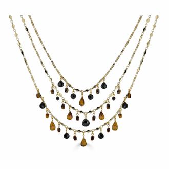 Rachel Reinhardt Jewelry Womens Tigers Eye And Black Spinel Bib Necklace In Gold