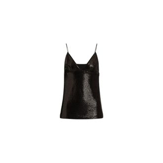 Alberta Ferretti Glossy sequin top with spaghetti straps - female - Alberta Ferretti - Sleeveless Tops - Black - XS - Tops