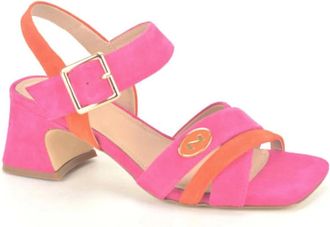 Nathan-Baume Daim Sandalen in Fuchsia en Oranje - Dames - Sandalen met hakken - Roze - 38 EU - Su&egrave;de - Schoenen
