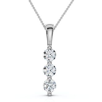 Pompeii3 Delicate Three Stone Diamond 10k White Or Yellow Gold Lab Grown 18 Necklace