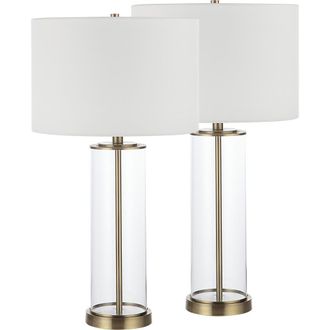 RENWIL Saco Set of 2 Satin Brass & Glass Table Lamps at Nordstrom