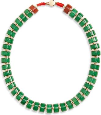 Roxanne Assoulin Semiprecious Stone Heishi Beaded Necklace in Gold/Green Jade at Nordstrom