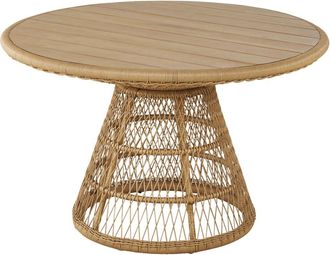 Maisons du monde Mesa redonda profesional de exterior para 4 personas de madera de eucalipto y resina reciclada