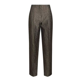 Giorgio Armani Silk Wool Jacquard Trousers Brown